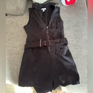 Forever21 Black Denim Jumpsuit w/ Belt M